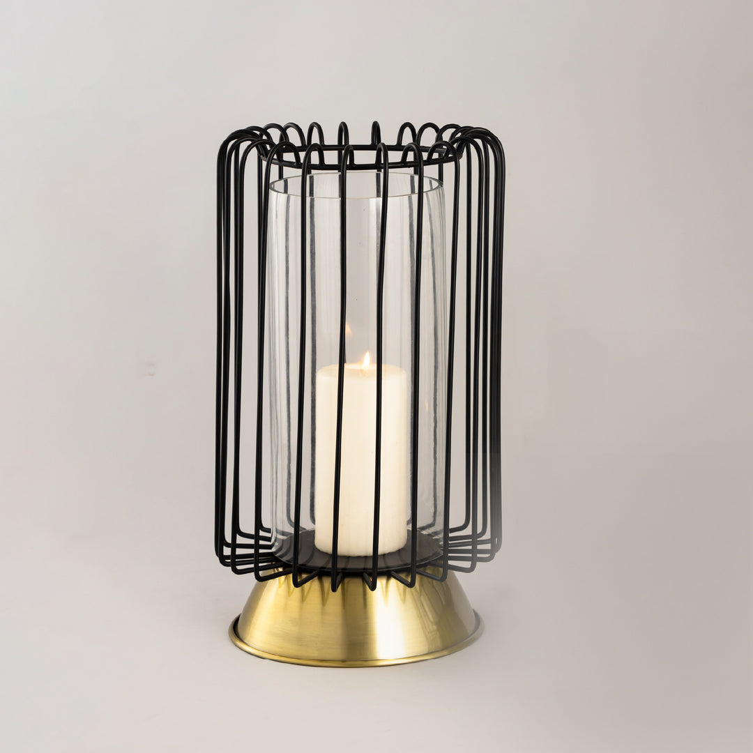 Metallic Black Moir Collection- Gold Plated Candle Holder