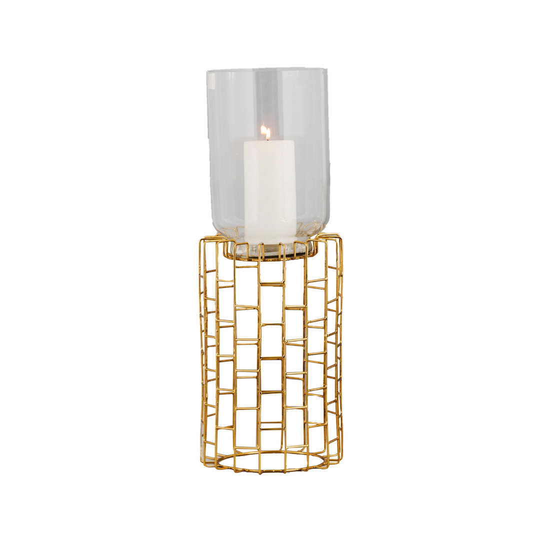 Brass Plated Glass Candle Holder