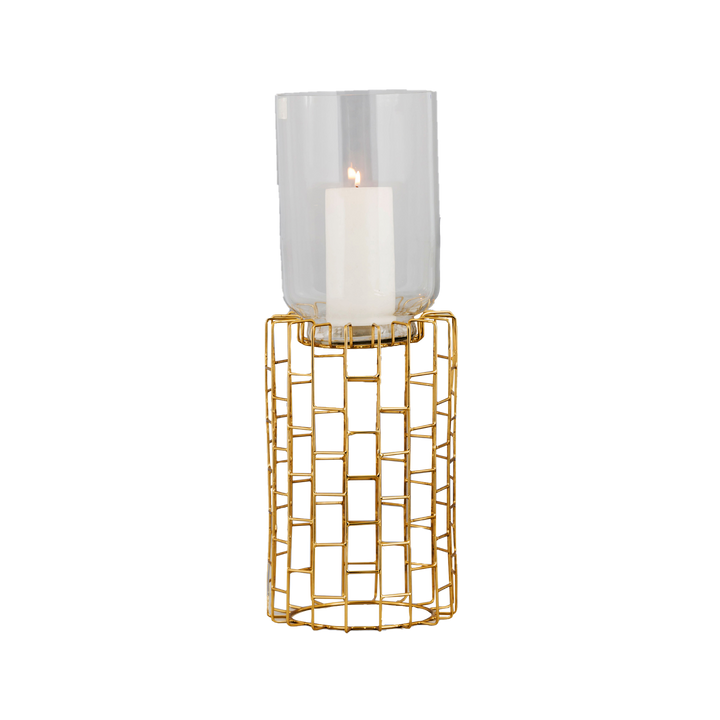 Brass Plated Glass Candle Holder