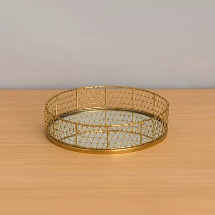 Brass Pipped Glass Table Tray