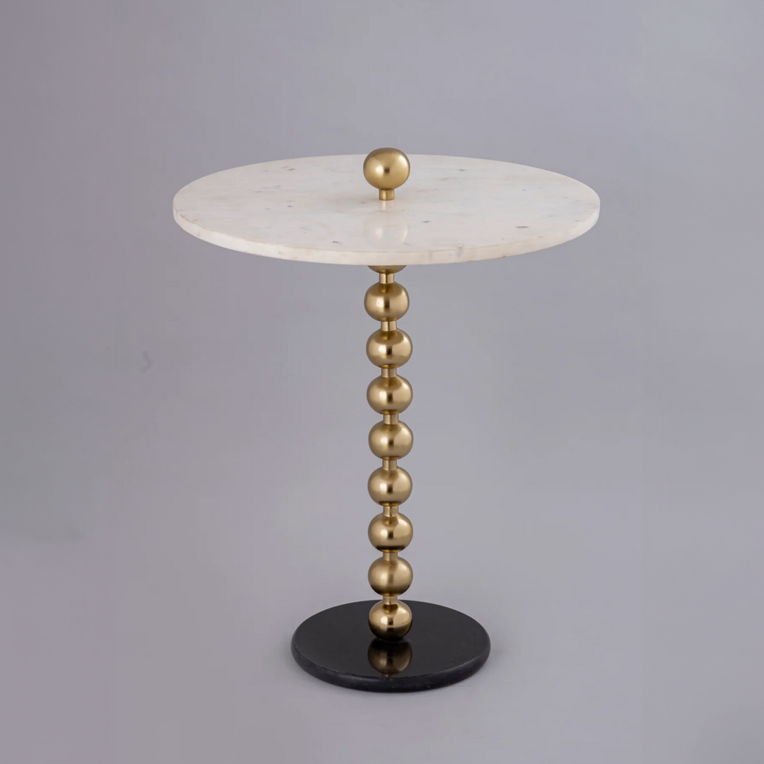 COCO Collection- Ivory/Emerald Marble Side Table