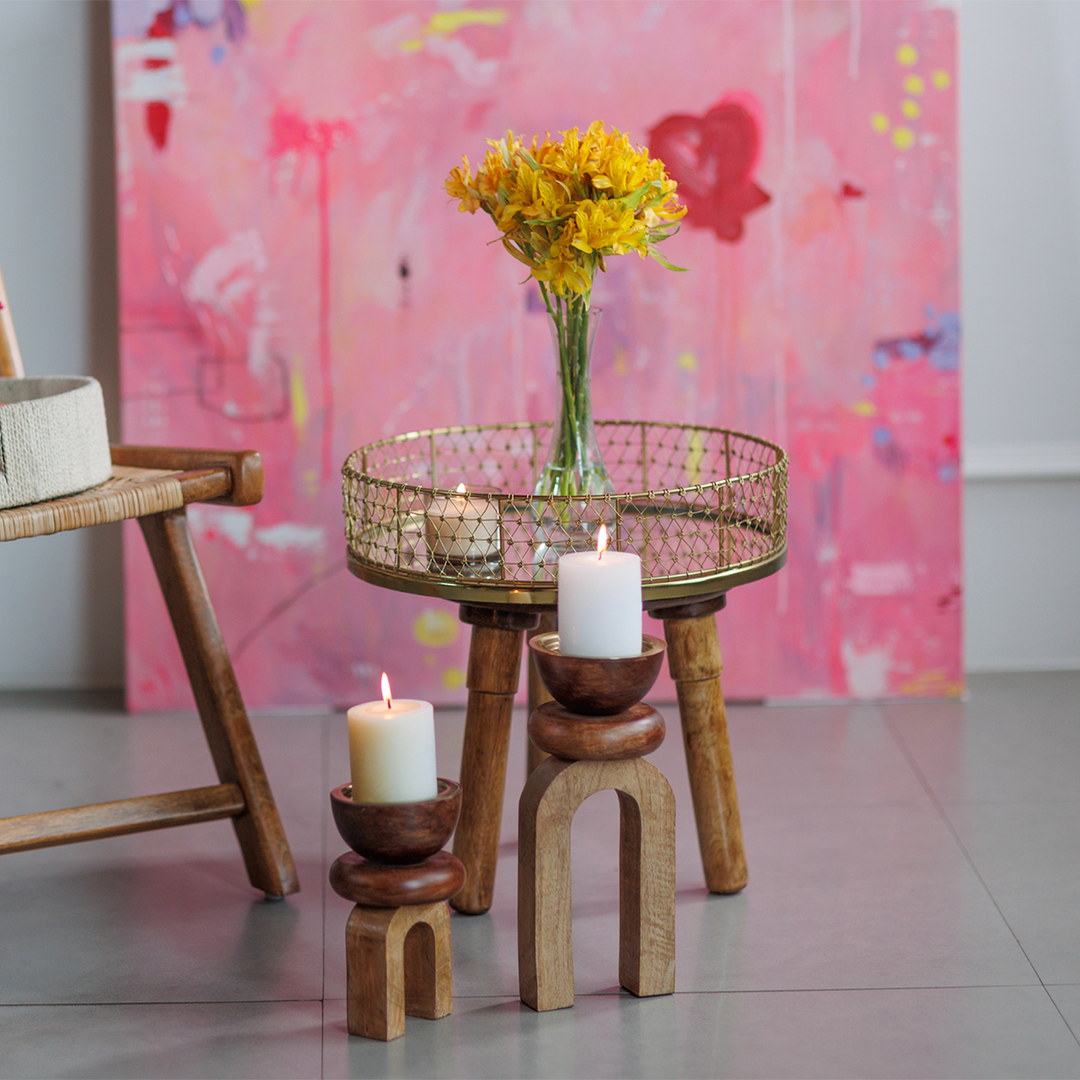 Brass Pipped Glass Table Tray