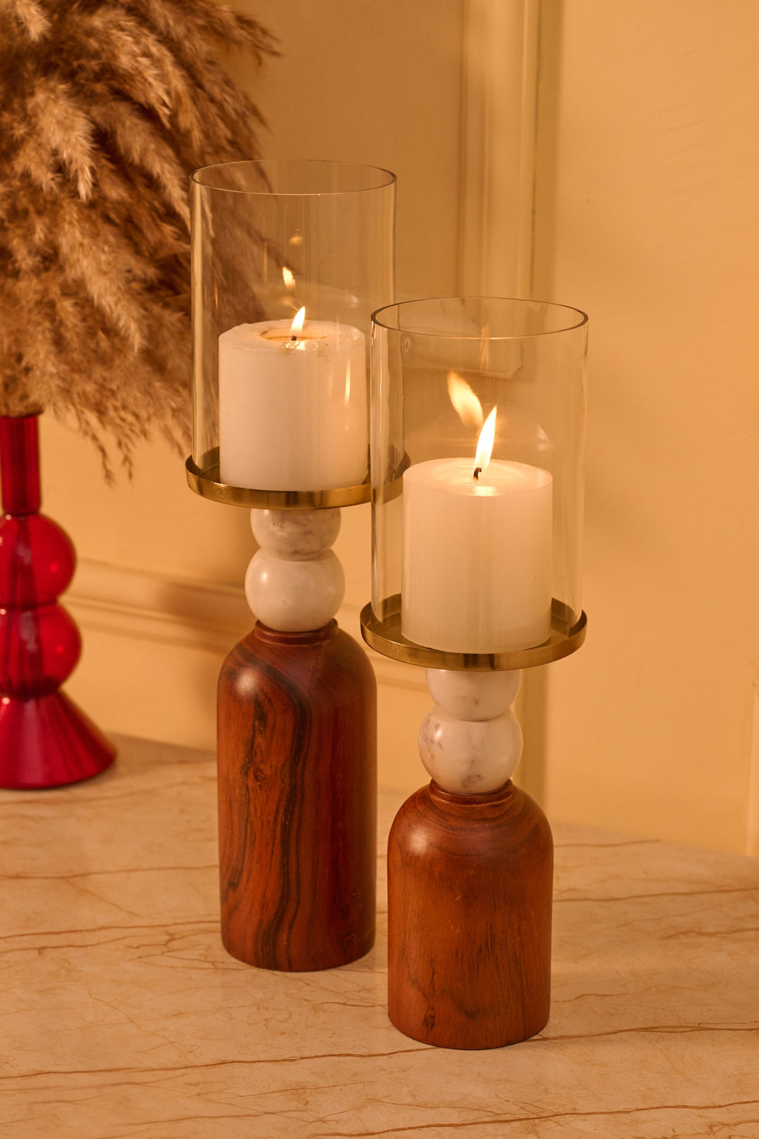 SET OF 2- CANDLE HOLDER
