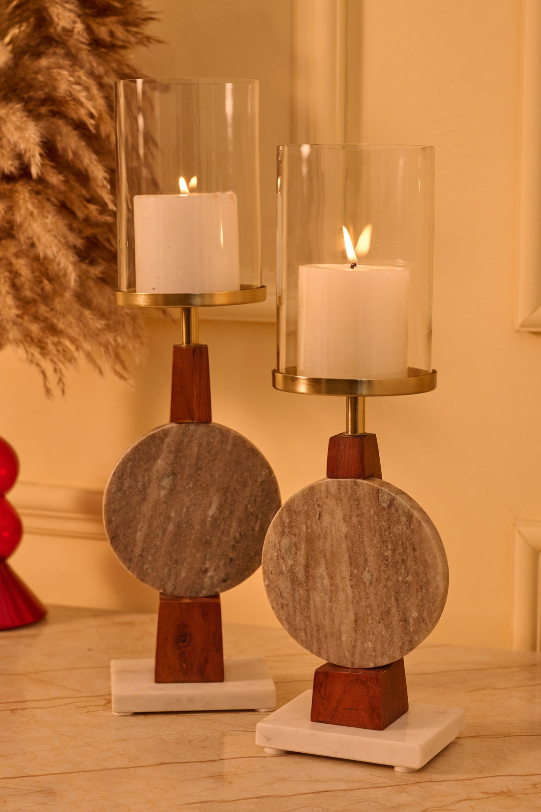 SET OF 2- CANDLE HOLDER