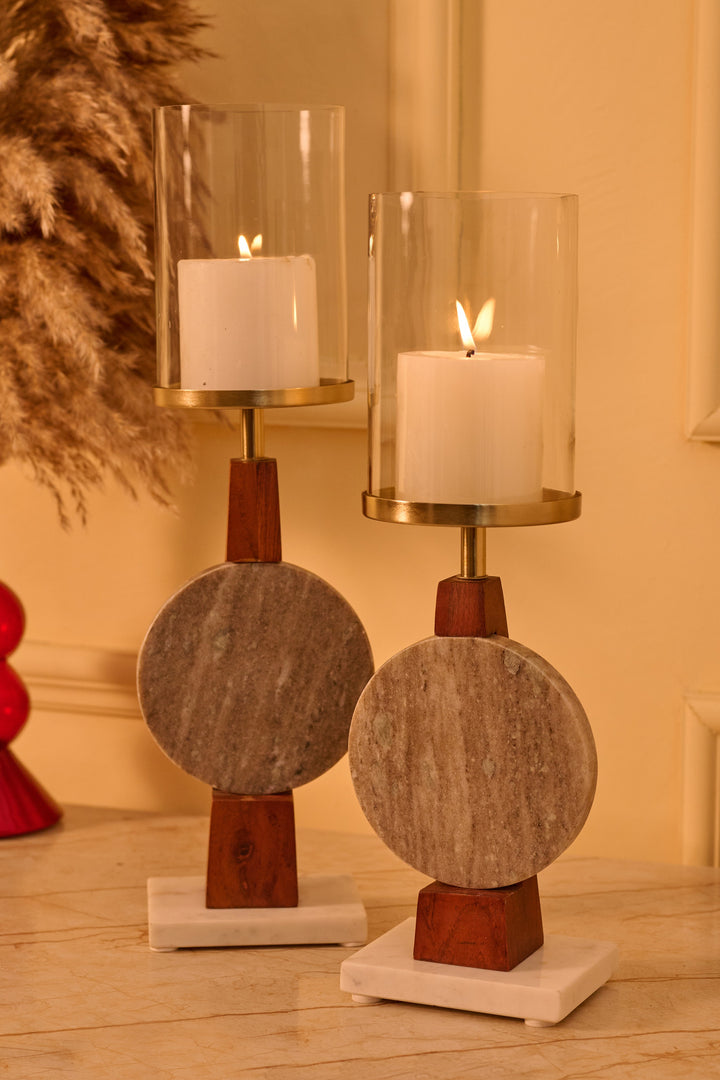 SET OF 2- CANDLE HOLDER