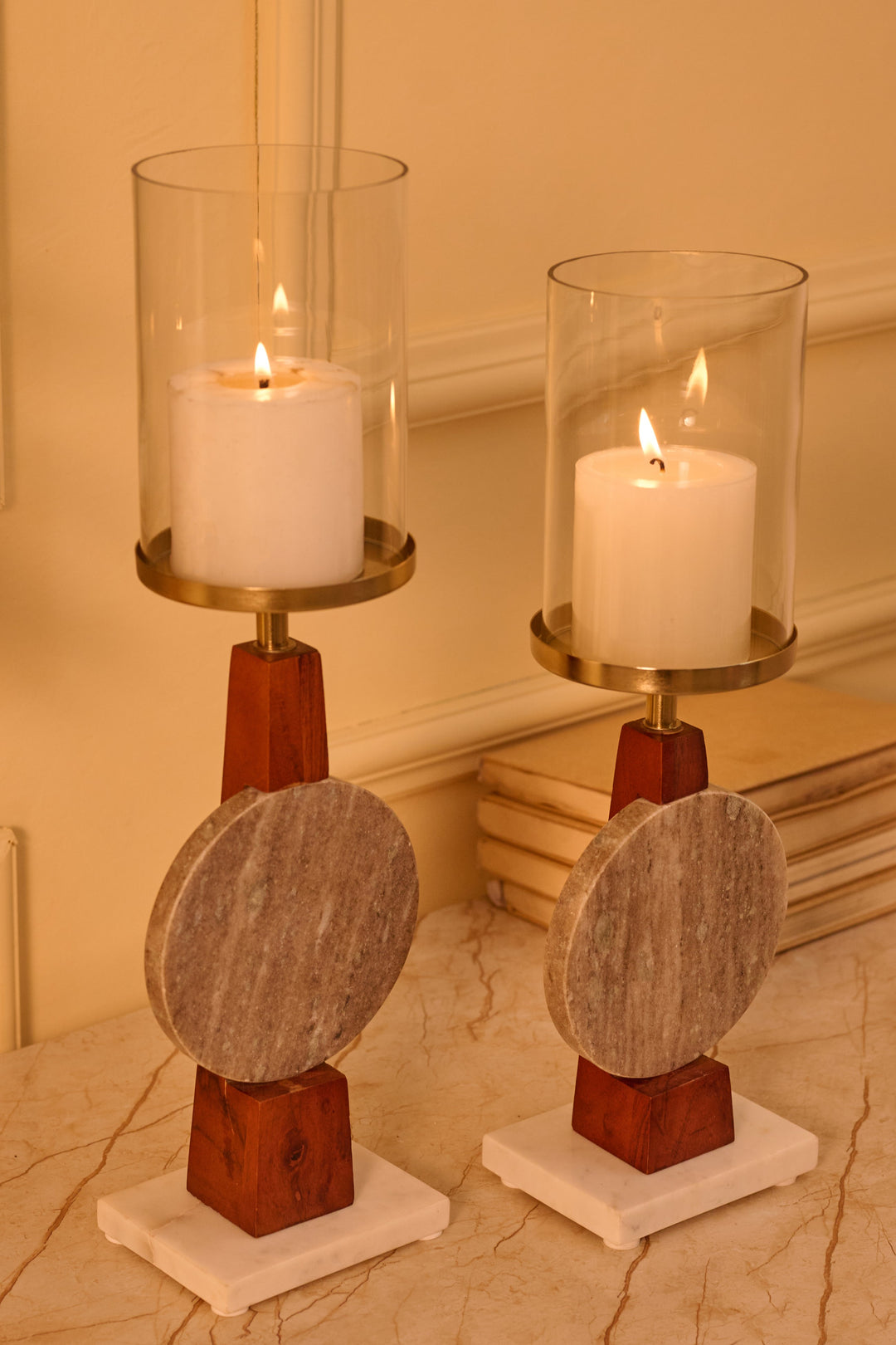 SET OF 2- CANDLE HOLDER
