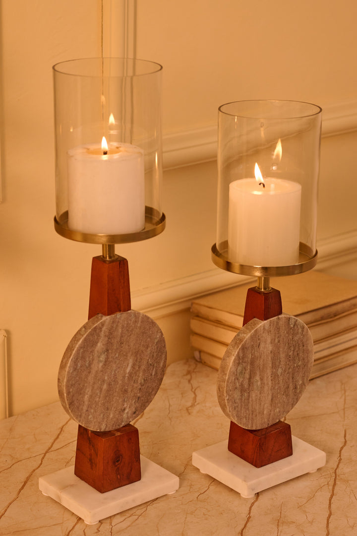 SET OF 2- CANDLE HOLDER