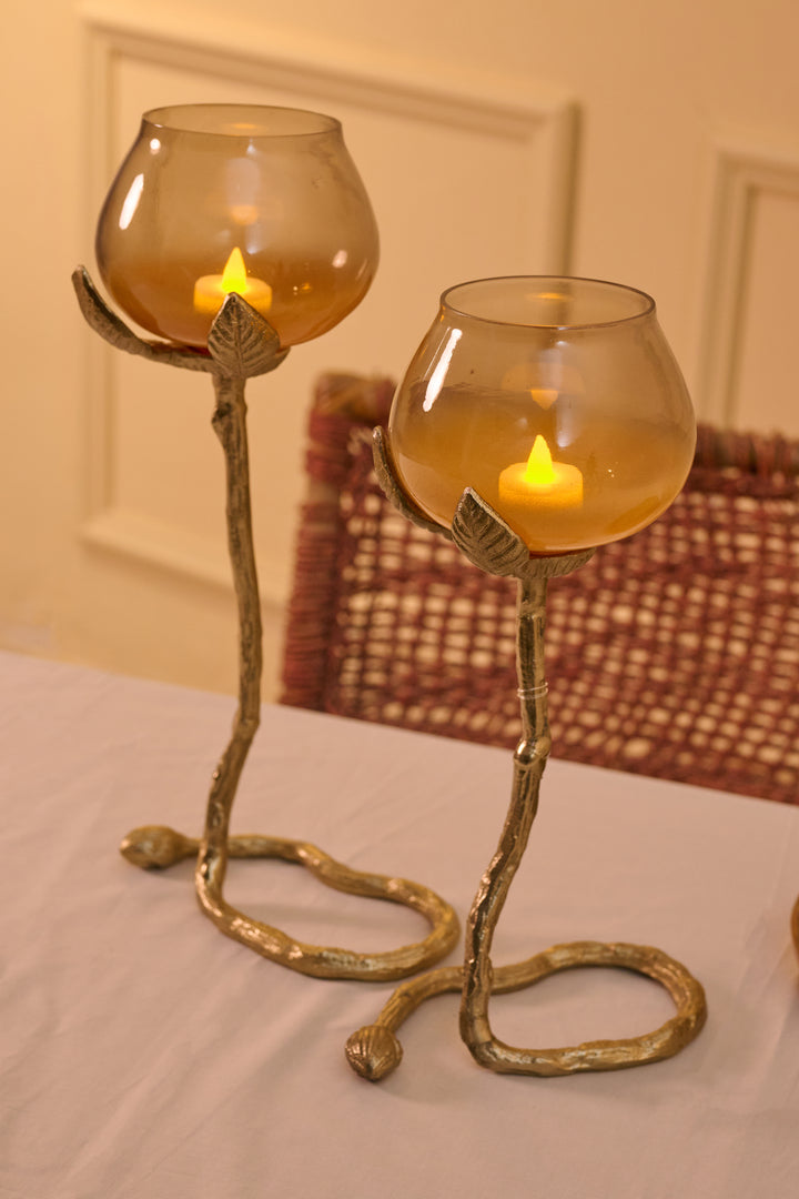SET OF 2- CANDLE HOLDER