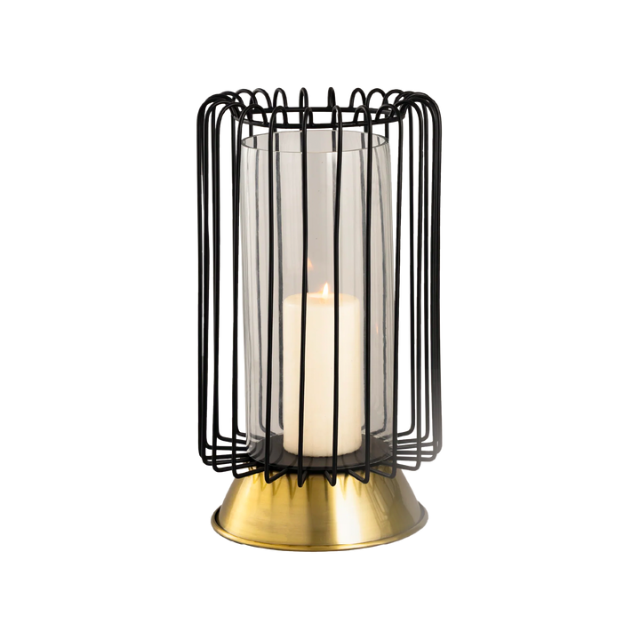 Metallic Black Moir Collection- Gold Plated Candle Holder